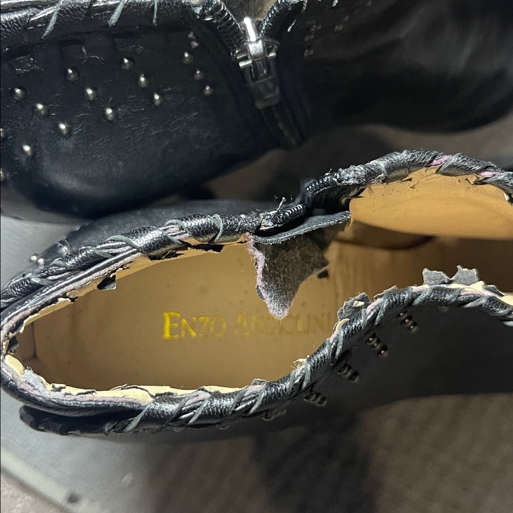 Enzo Angiolini Black Studded Leather Booties - Picture 7 of 7